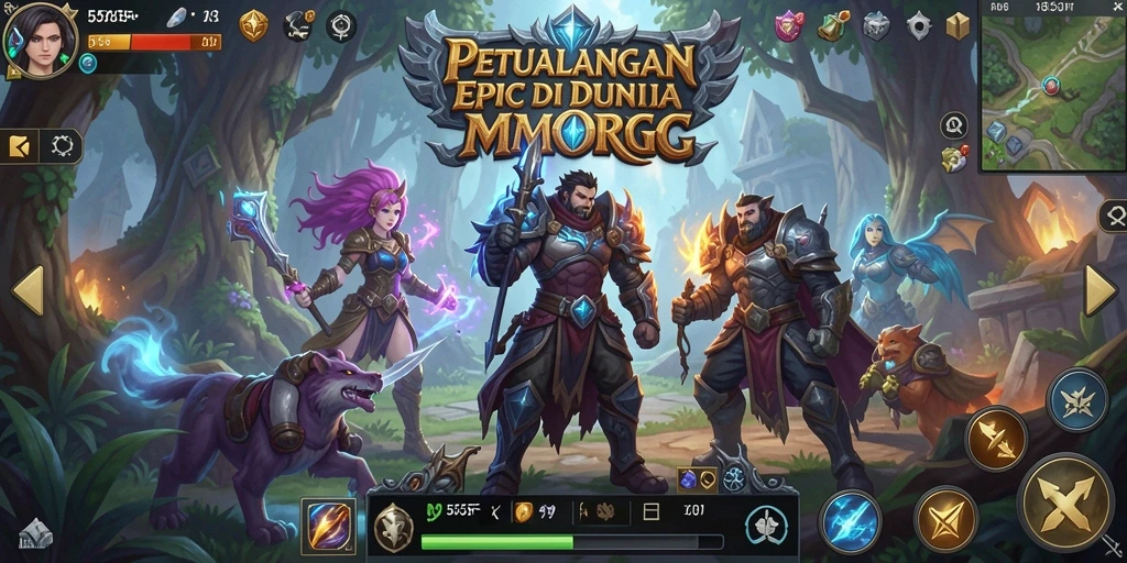 Gameplay MMORPG seru di 555F dengan petualangan yang mendebarkan.