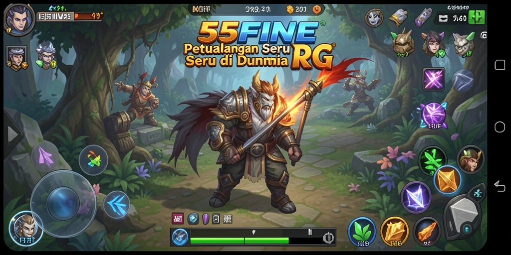 Screenshot gameplay RPG dari 55FIVE yang menunjukkan aksi mendebarkan.