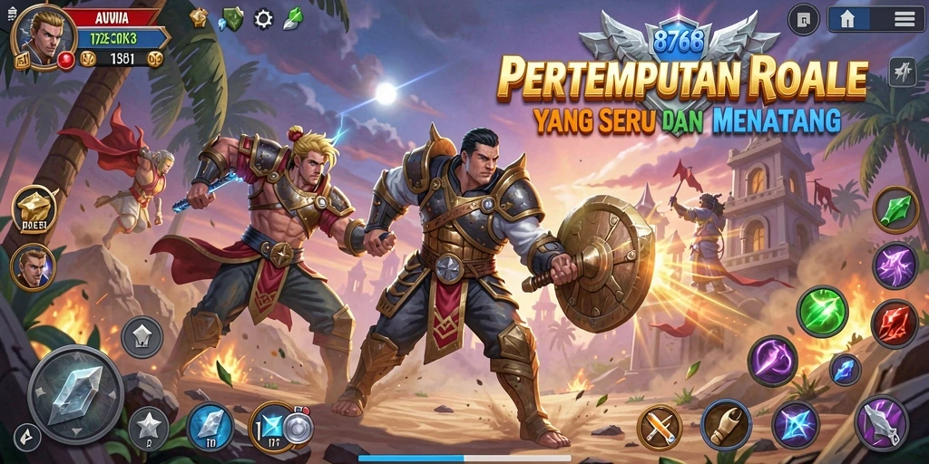 Screenshot menampilkan aksi intens di arena pertempuran Battle Royale.