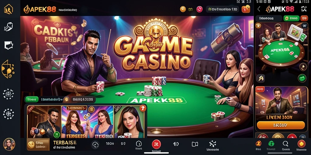 Screenshot gameplay APEK88 yang menampilkan dealer profesional dalam aksi.
