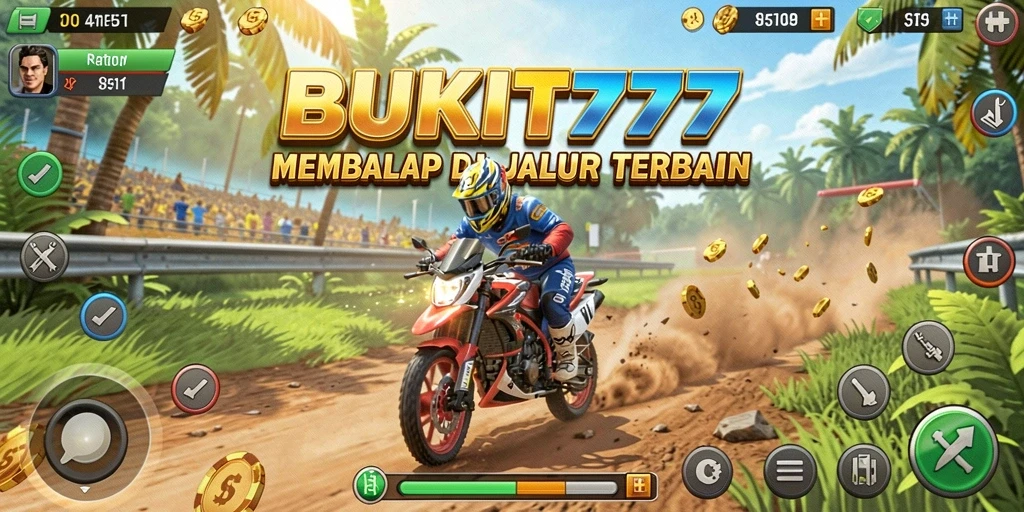 Gameplay BUKIT777 menunjukkan aksi balap yang cepat dan mendebarkan.
