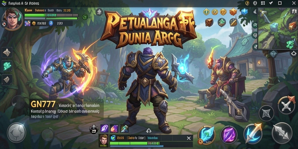 Tampilan utama gameplay GN777 menunjukkan karakter dalam pertarungan epik.