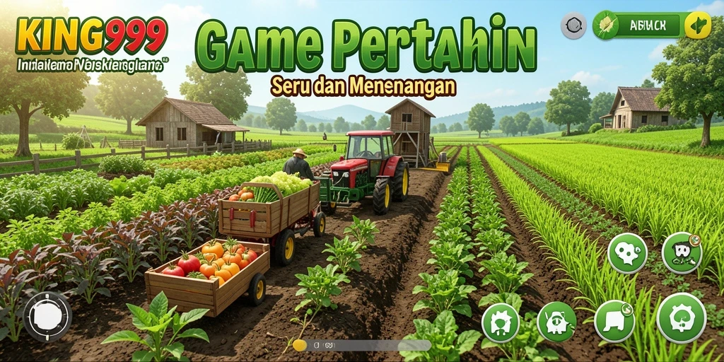 Screenshot utama KING999 menampilkan kegiatan bertani yang seru.