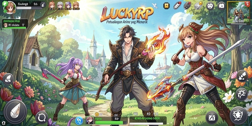Tangkapan layar gameplay seru dari LUCKYRP menunjukkan petualangan karakter Anime.