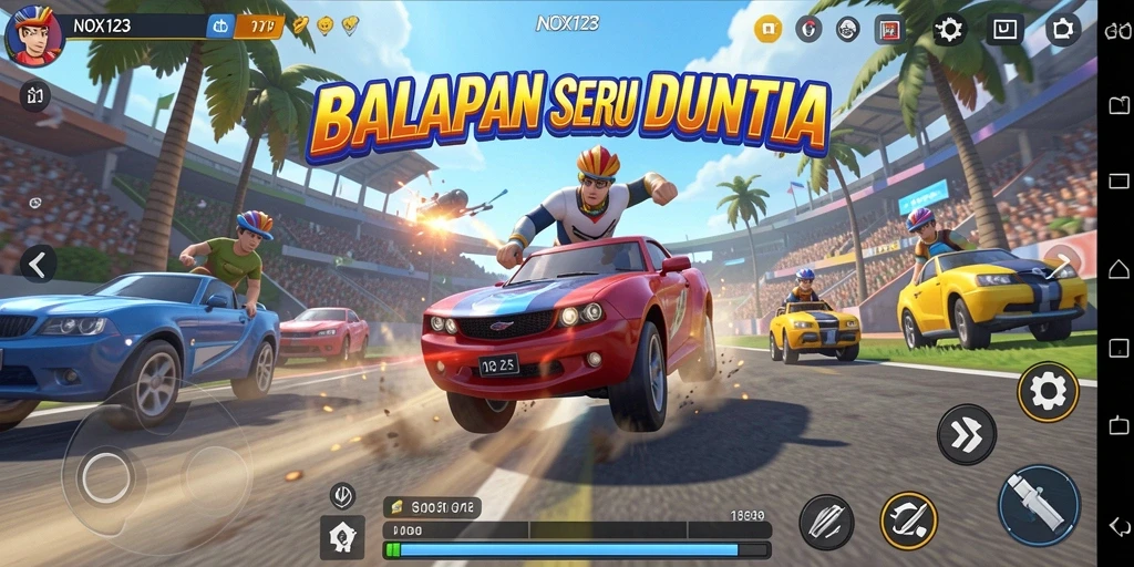 Tampilan seru dari balapan di NOX123 dengan mobil kencang.